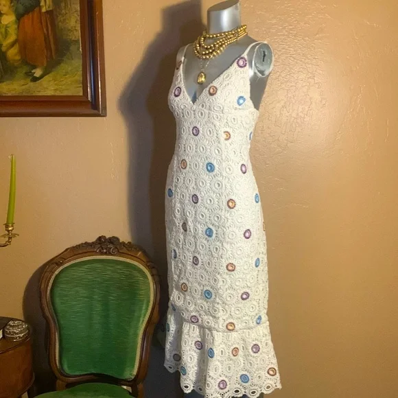 Lovers + Friends | Dresses | Lovers Friends White Crochet Midi Dress Sz L |  Poshmark